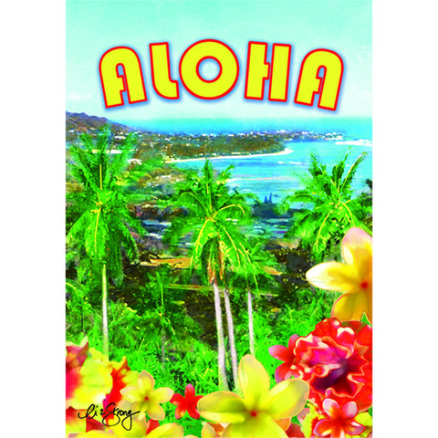 28 in. Tropical Hawaiian House Flag - Aloha from Diamond Head