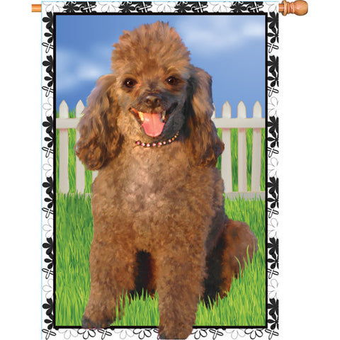 28 in. Poodle Dog House Flag - Jenna Poodle