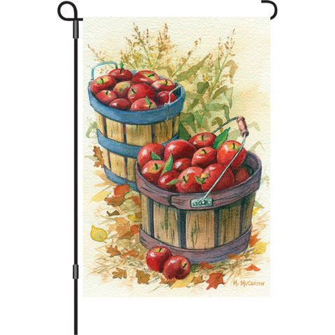 12 in. Fall Harvest Garden Flag - Apple Basket and Cornstalks