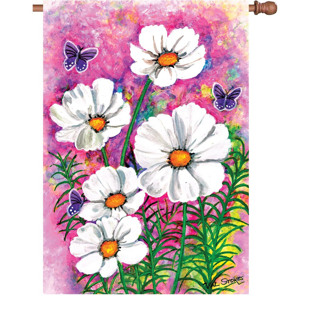 28 in. Summertime Floral House Flag - Cosmos Cluster