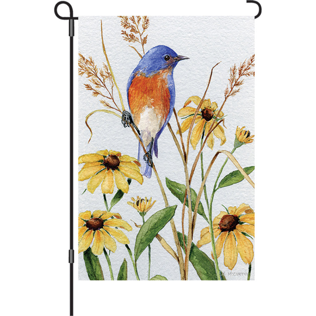 12 in. Springtime Bird Garden Flag - Bluebird and Susie's