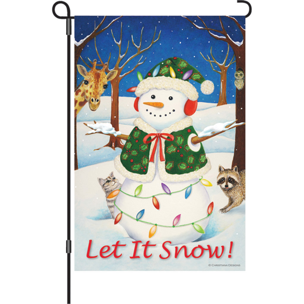 12 in. Winter Holiday Garden Flag - Hey Here's Snow!