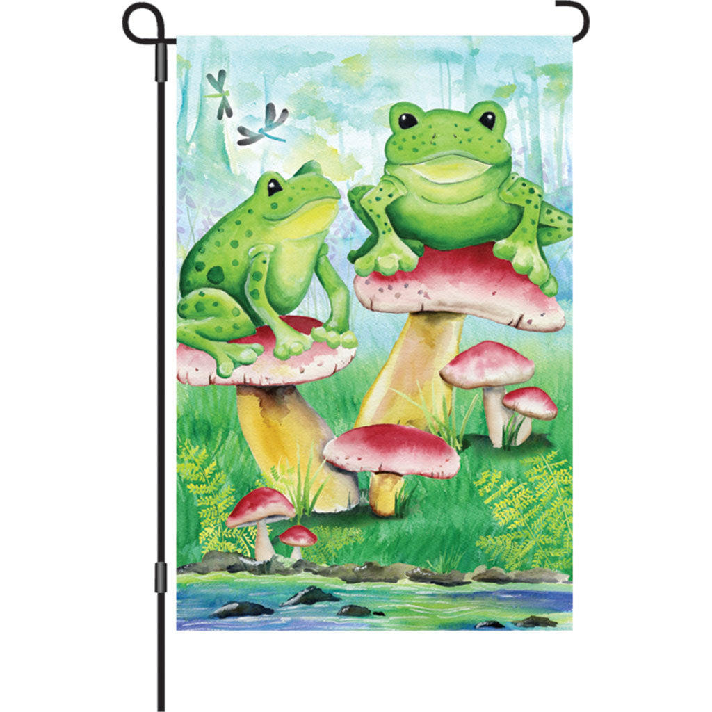 12 in. Whimsical Garden Flag - Frogs in the Woods