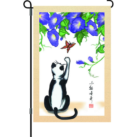 12 in. Asian Cat Garden Flag - Temptation
