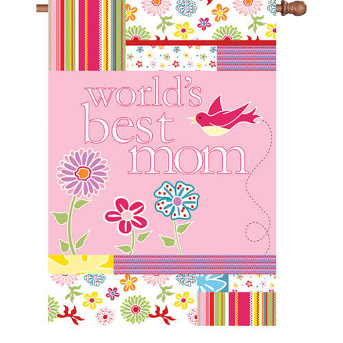 28 in. Mother's Day House Flag - World's Best Mom