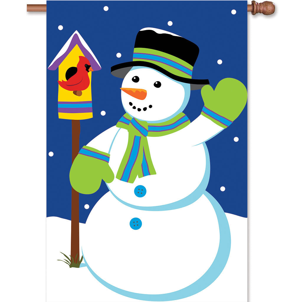 Double-Sided House Christmas Applique Flag - Snowman