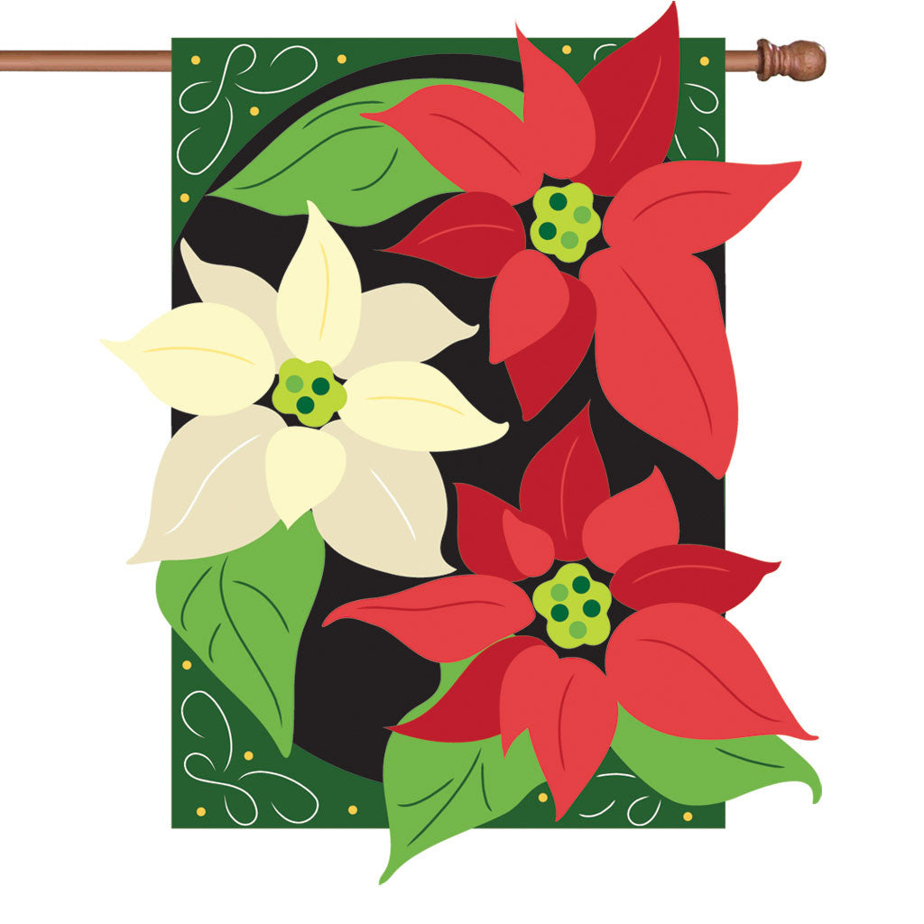36 in. Christmas Applique Flag - Graceful Poinsettia