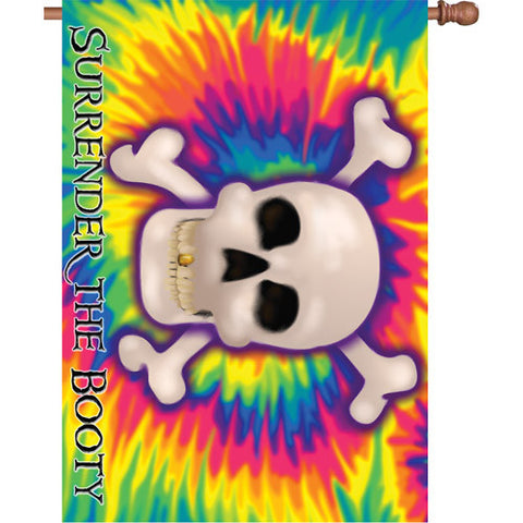28 in. Tie Dye Pirate House Flag - Surrender the Booty