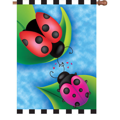 28 in. Valentine's Day Ladybugs House Flag - Sweet Rendezvous
