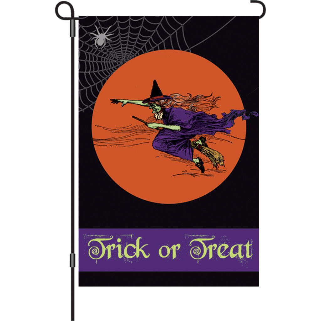 12 in. Halloween Garden Flag - Flying Witch