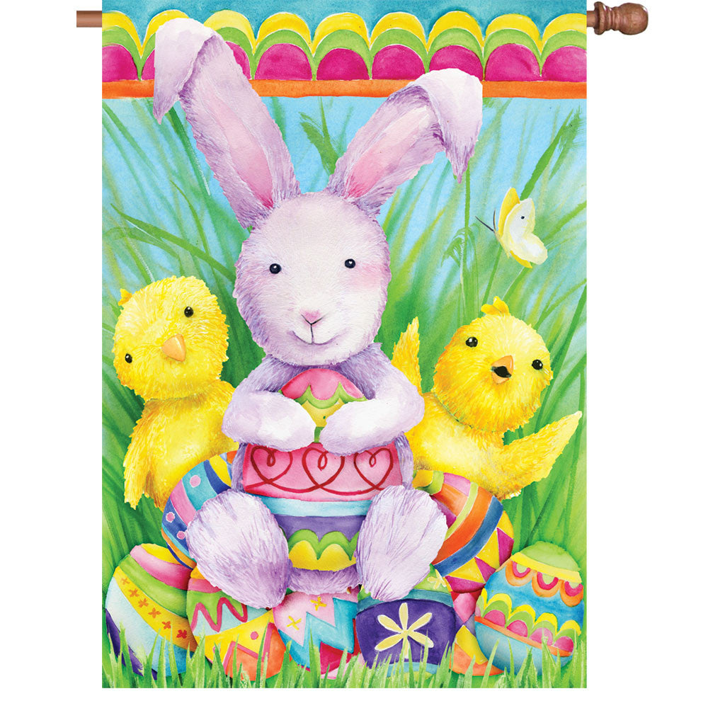 28 in. Easter House Flag - Bunny and Friends