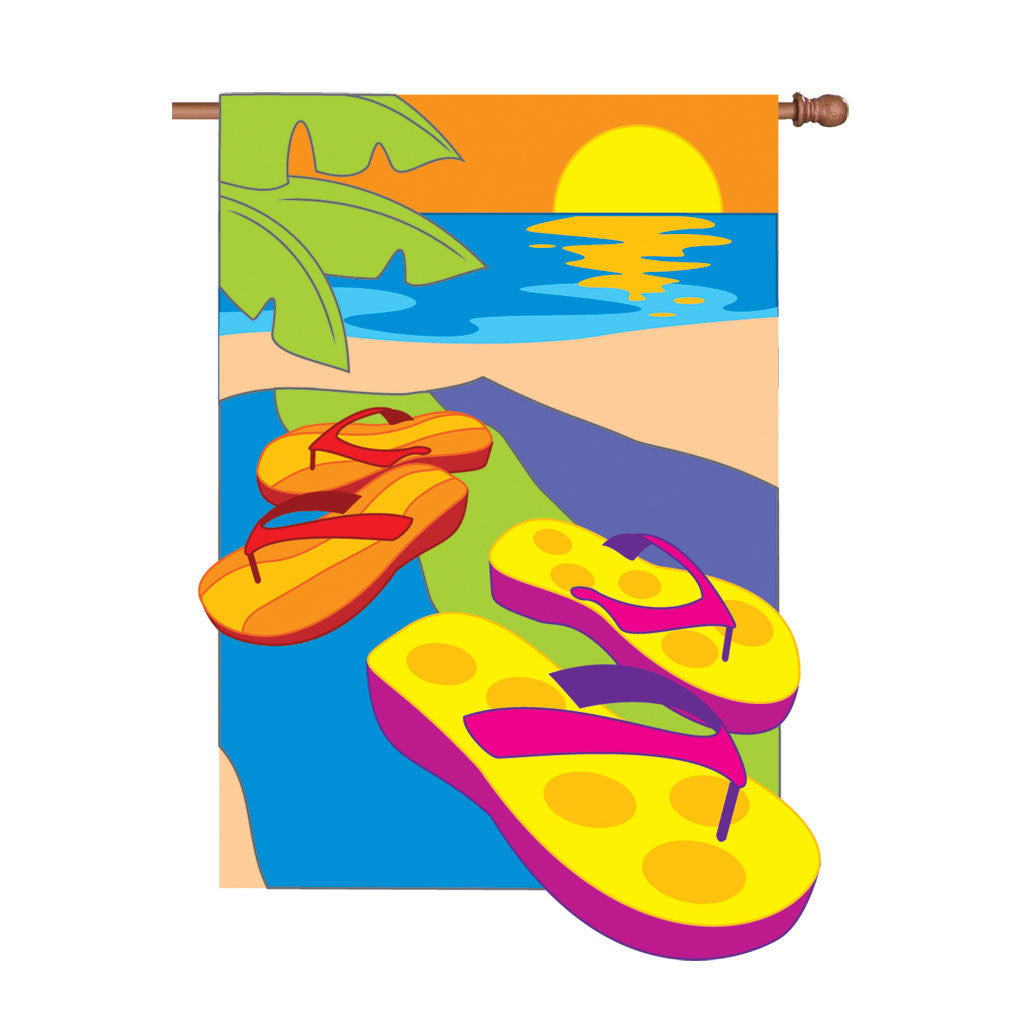 36 in. Beach Applique Flag - Flip Flops in the Sand